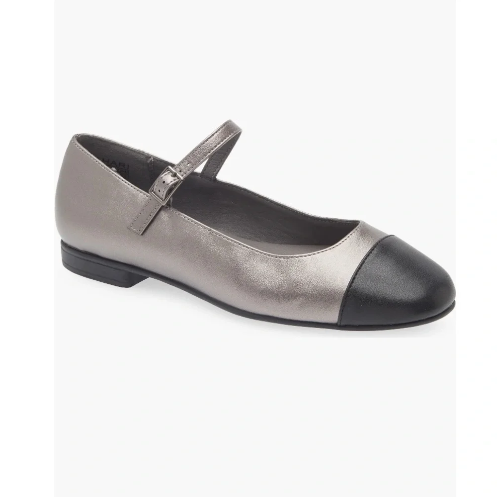 Tahari Women's Mary Jane Flats - Black‎ and Gray